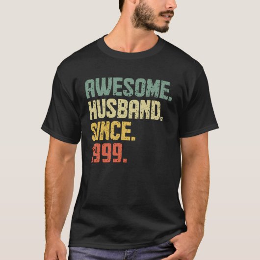 Anniversary Awesome Husband Since 1999 Retro Tシャツ (正面)