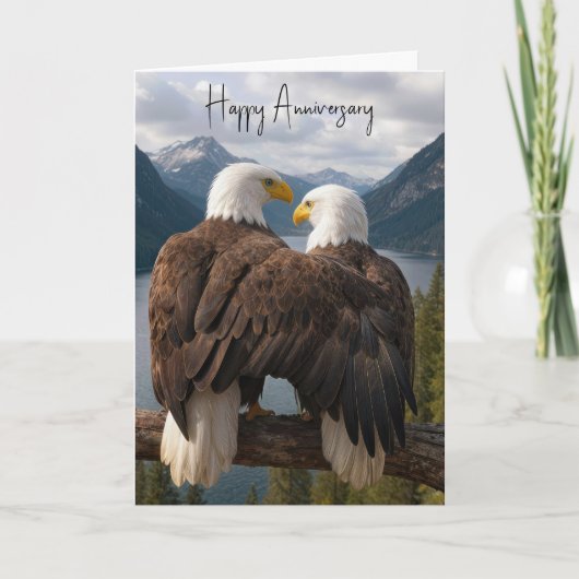 Anniversary Bald Eagles on a Branch カード (正面)