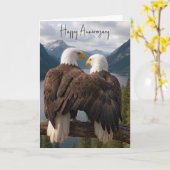 Anniversary Bald Eagles on a Branch カード (黄色い花)
