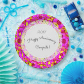 Anniversary_Birthday_Mod+Floral_Lace-Template ペーパープレート (パーティー)