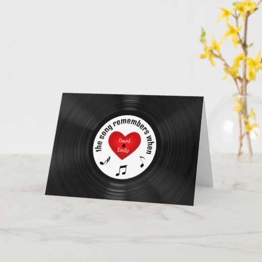 Anniversary Black Vinyl Record With Song Title カード (黄色い花)