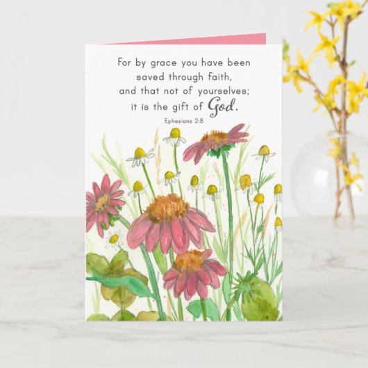 Anniversary Cancer Survivor Scripture Ephesians  カード (黄色い花)