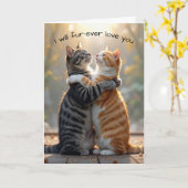 Anniversary Cats Hugging In Sunshine カード (黄色い花)