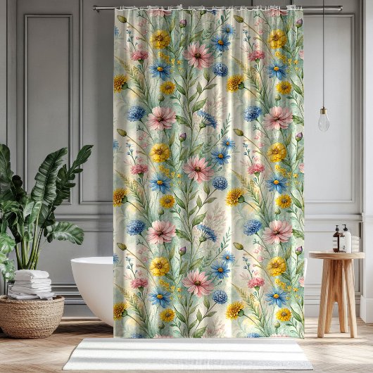 Anniversary Home Gift Pastel Wildflower Curtain シャワーカーテン
