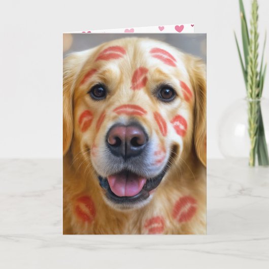 Anniversary Lipstick Kisses On a Golden Retriever カード (正面)