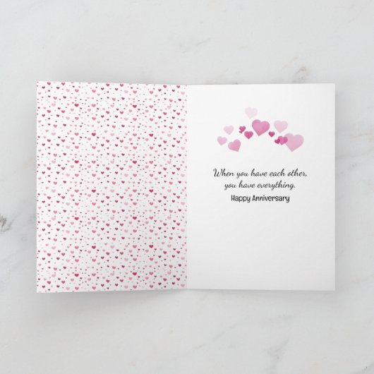 Anniversary Mice Under a Cloud of Hearts カード (内部)