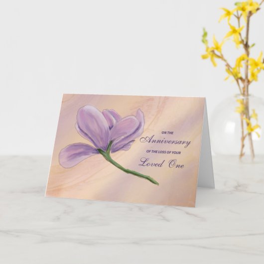 Anniversary of Loss of Loved One Single Flower カード (黄色い花)