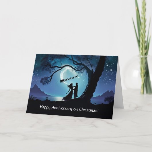 Anniversary on Christmas with Couple in Moonlight カード (正面)
