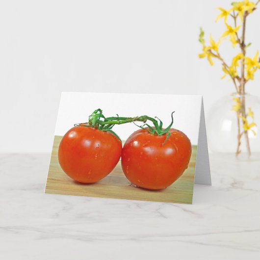 anniversary-pair of ripe tomatoes for couple カード (黄色い花)