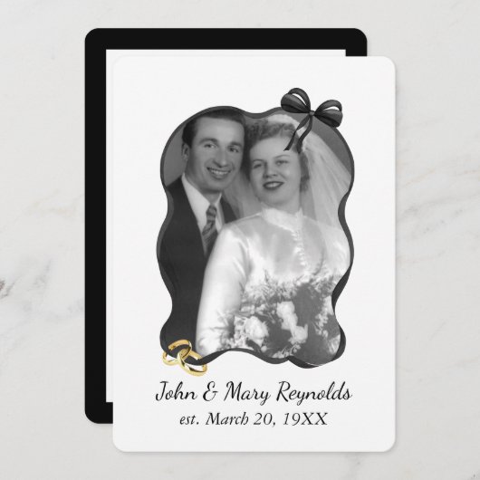 Anniversary Party Bow and Ribbon Frame On White 招待状 (正面/裏面)