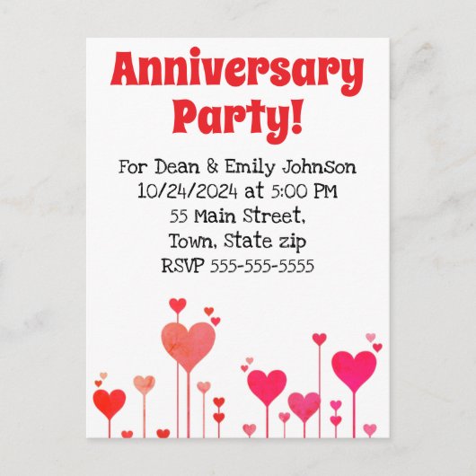 Anniversary party invitations インビテーションポストカード (正面)