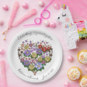 Anniversary Partyware、フローラハートカスタマイズ、 ペーパープレート (パーティー)