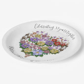 Anniversary Partyware、フローラハートカスタマイズ、 ペーパープレート (アングル)