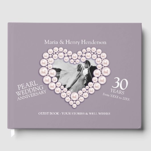 Anniversary Pearlの結婚写真ハート30年 ゲストブック (正面)
