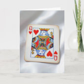 Anniversary Queen of Hearts On White Satin Fabric カード (正面)