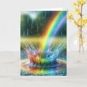 Anniversary Rainbow Splashing In a Puddle カード (黄色い花)