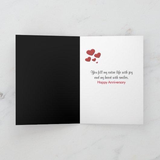 Anniversary Red Rose On Tuxedo Shirt カード (内部)
