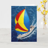 Anniversary Sailing Yacht On High Seas  カード (黄色い花)