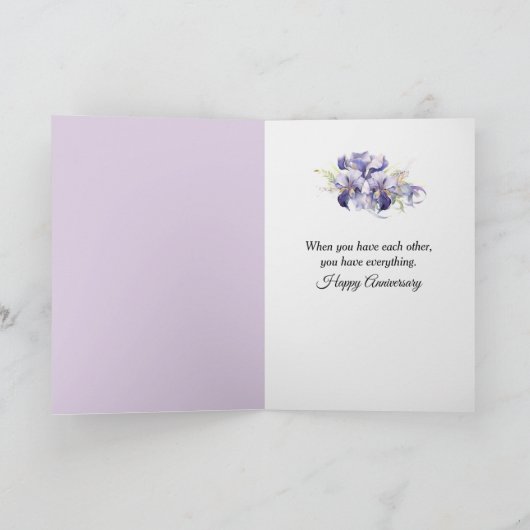 Anniversary Scroll with Lilacs and Hydrangeas カード (内部)