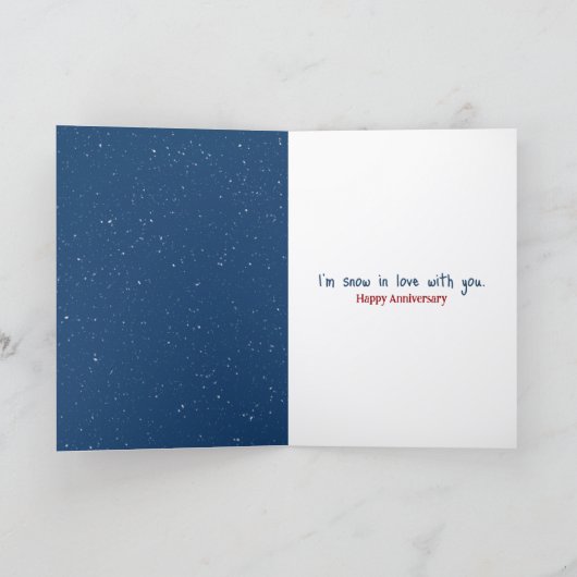 Anniversary Snowman Couple in Snowflakes カード (内部)