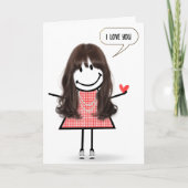Anniversary Stick Figure Girl With Speech Bubble カード (正面)