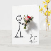 Anniversary Stickman With Rose Bouquet カード (黄色い花)