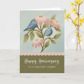 Anniversary to a Special Couple Floral Blue Bird  カード (黄色い花)