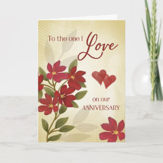 Anniversary to the one I Love Red Floral Collage  カード