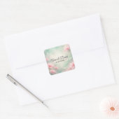 Anniversary Wedding Flowers On Mint Green  スクエアシール (封筒)