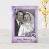 annivervaryカップルのためのパンジーの写真フレーム カード (黄色い花)