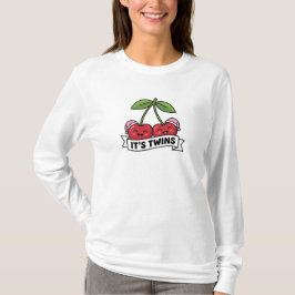 Annonce Jumeaux Filles It's Twins Cerises Bonnets  Tシャツ