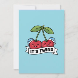 Annonce Jumeaux Garçons It's Twins Cerises Bonnets 招待状