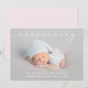 Announcing Baby Girl Photo Birth Announcements