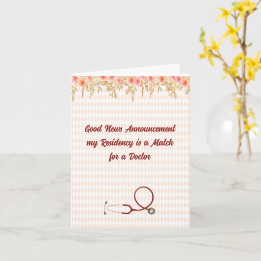 Announcing Residency is Match for Doctor カード (黄色い花)