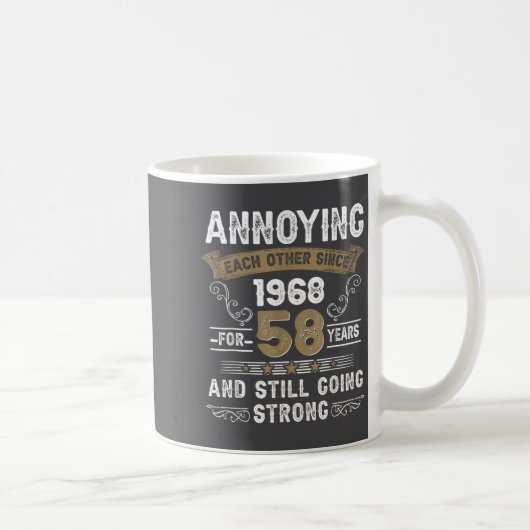 Annoying Each Other Since 1968 Married Couples Hus コーヒーマグカップ (右)