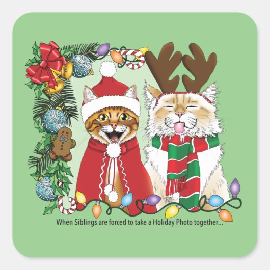 Annual Cat Christmas Photo スクエアシール (正面)