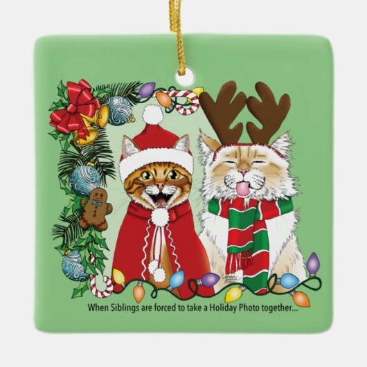 Annual Cat Christmas Photo セラミックオーナメント (正面)
