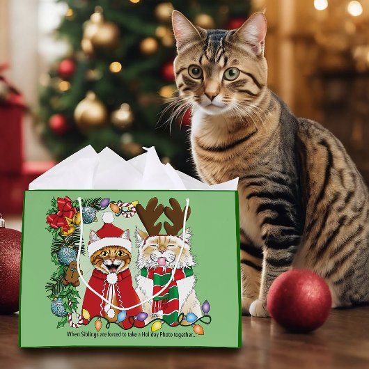 Annual Cat Christmas Photo ラージペーパーバッグ
