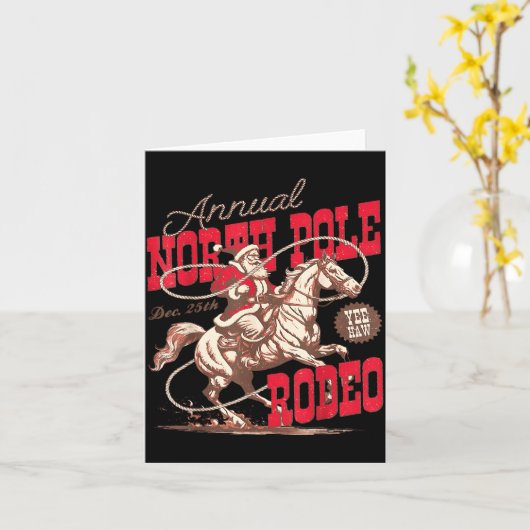 Annual North Le Rodeo Cowboy Santa Howdy Christmas カード (黄色い花)
