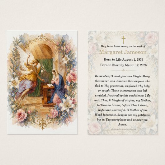 Annunciation Catholic Funeral Memorial Prayer Holy (正面&裏面)