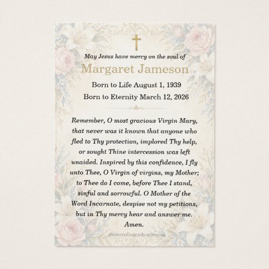 Annunciation Catholic Funeral Memorial Prayer Holy (裏面)