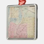 Anoka、Anoka郡、ミネソタの地図 メタルオーナメント (左)