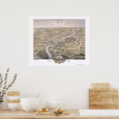 Anoka, MNパノラママップ – 1869 ポスター (キッチン)