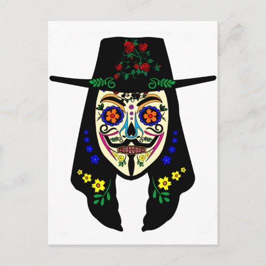 ANONYMOUS Day of the Dead 6 Anon Mask砂糖スカル ポストカード (正面)