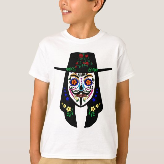 ANONYMOUS Day of the Dead 6 Anon Mask砂糖スカル Tシャツ (正面)