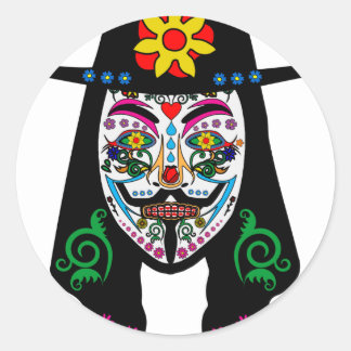 ANONYMOUS Day of the Dead 7 Anon Mask砂糖スカル ラウンドシール