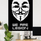 Anonymous WeはLegion Pixel Art ポスター (ホームオフィス)