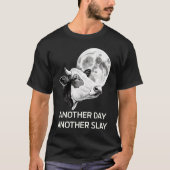 Another Day Another Slay Cow Moon Motivational Quo Tシャツ (正面)