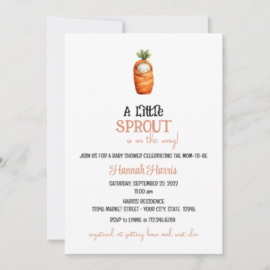 Another Little Sprout/Carrot on the Way  招待状 (正面)