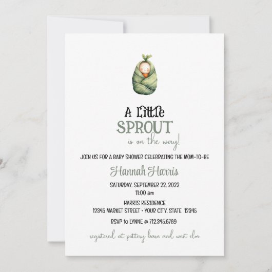 Another Little Sprout on the Way Baby Invitation 招待状 (正面)